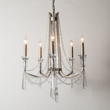 Candle Dining Room Chandelier Lighting Fixture Countryside 5/6 Lights Chrome Drop Pendant Clearhalo 'Ceiling Lights' 'Chandeliers' Lighting' options 326318