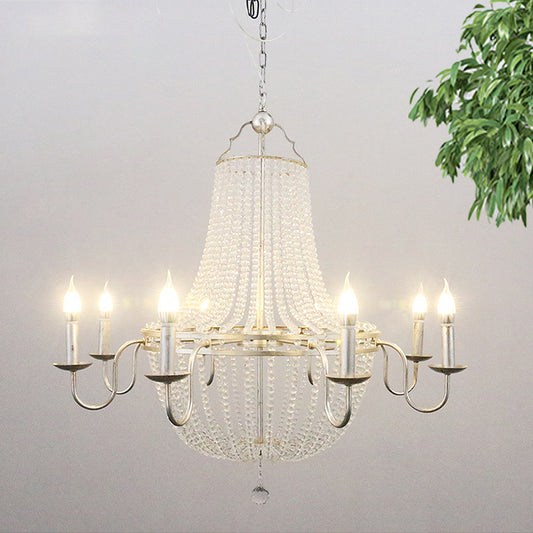 Minimalism Beaded Hanging Chandelier 6 Lights Crystal Pendant Lamp in Silver for Living Room Clearhalo 'Ceiling Lights' 'Chandeliers' Lighting' options 326370