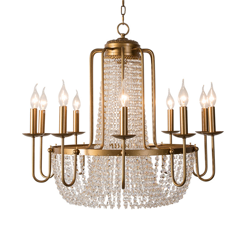 Brass 6/8/10 Lights Chandelier Simple Crystal Candle-Style Suspension Pendant Light for Living Room Clearhalo 'Ceiling Lights' 'Chandeliers' Lighting' options 326377