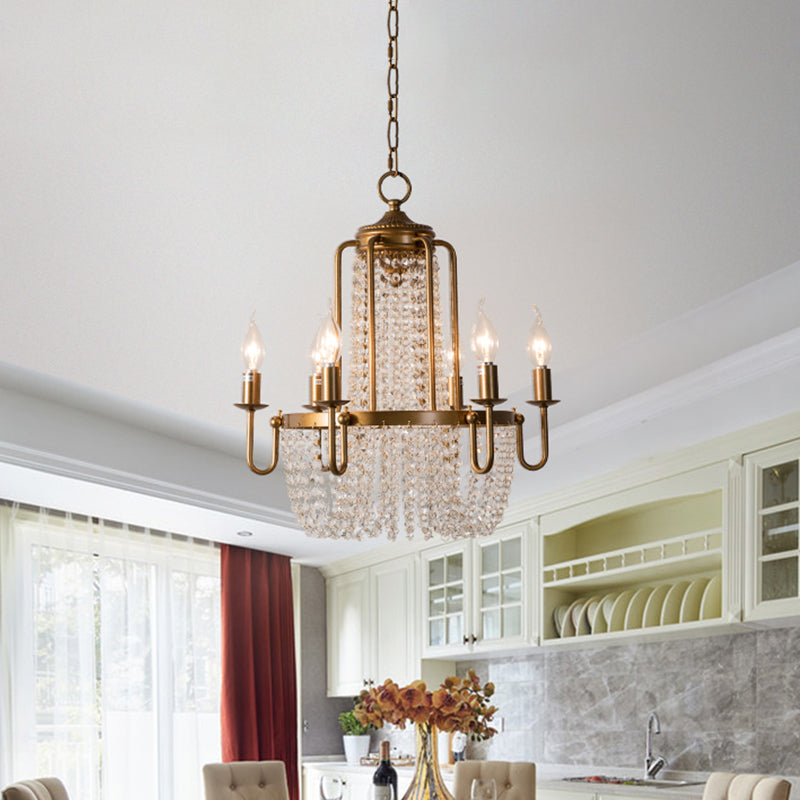 Brass 6/8/10 Lights Chandelier Simple Crystal Candle-Style Suspension Pendant Light for Living Room Clearhalo 'Ceiling Lights' 'Chandeliers' Lighting' options 326384