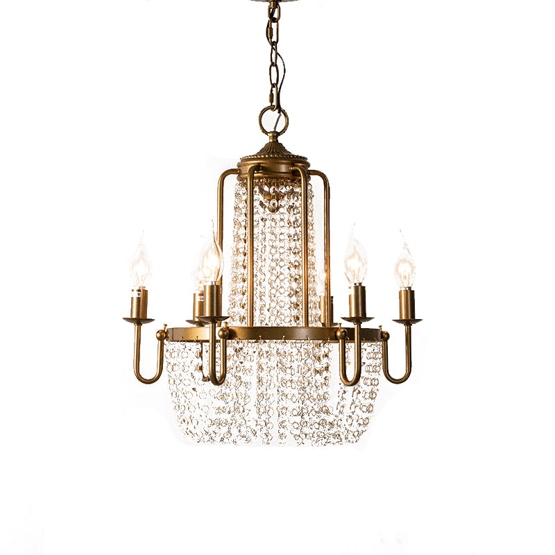 Brass 6/8/10 Lights Chandelier Simple Crystal Candle-Style Suspension Pendant Light for Living Room Clearhalo 'Ceiling Lights' 'Chandeliers' Lighting' options 326385