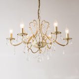 Rustic Curved Arm Chandelier Light Fixture 6/8 Lights Crystal Pendant Lighting in Gold for Bedroom Clearhalo 'Ceiling Lights' 'Chandeliers' Lighting' options 326405