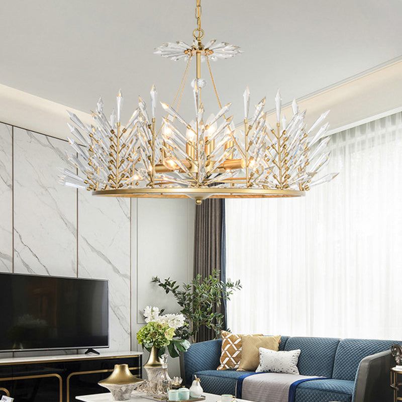 Circular Crystal Chandelier Pendant Light Rustic 6/8 Lights Bedroom Suspension Lamp in Gold Clearhalo 'Ceiling Lights' 'Chandeliers' Lighting' options 326429