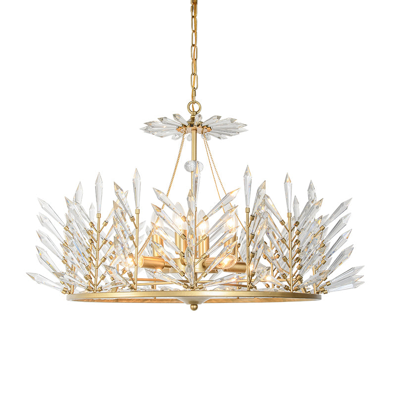 Circular Crystal Chandelier Pendant Light Rustic 6/8 Lights Bedroom Suspension Lamp in Gold Clearhalo 'Ceiling Lights' 'Chandeliers' Lighting' options 326432