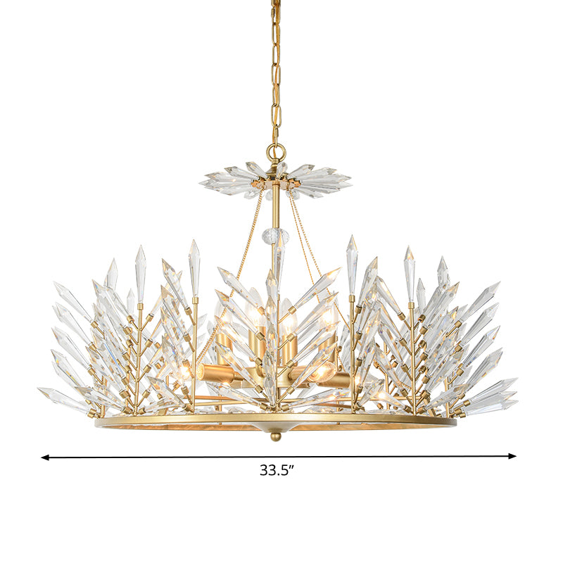 Circular Crystal Chandelier Pendant Light Rustic 6/8 Lights Bedroom Suspension Lamp in Gold Clearhalo 'Ceiling Lights' 'Chandeliers' Lighting' options 326433