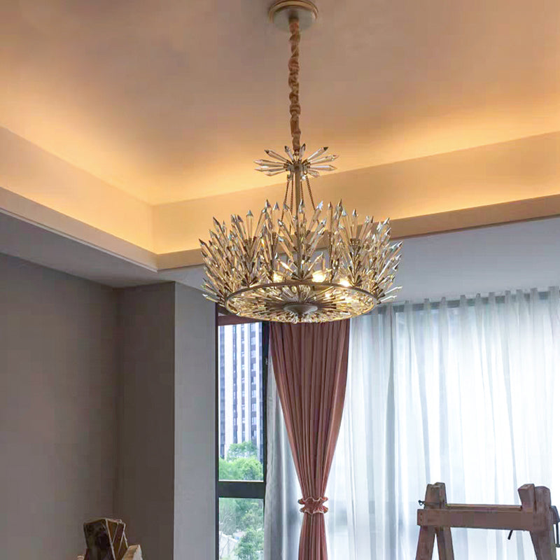 Circular Crystal Chandelier Pendant Light Rustic 6/8 Lights Bedroom Suspension Lamp in Gold Clearhalo 'Ceiling Lights' 'Chandeliers' Lighting' options 326435