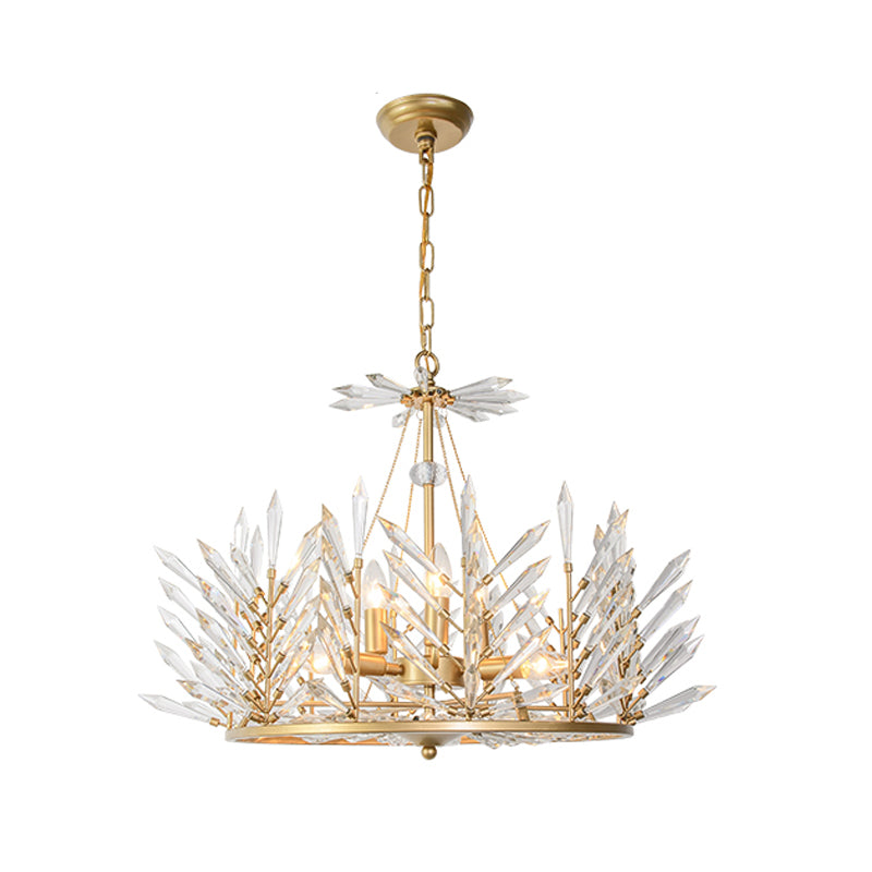 Circular Crystal Chandelier Pendant Light Rustic 6/8 Lights Bedroom Suspension Lamp in Gold Clearhalo 'Ceiling Lights' 'Chandeliers' Lighting' options 326436