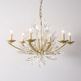 Candle Bedroom Pendant Chandelier Countryside Crystal 6/8 Lights Gold Hanging Ceiling Light Clearhalo 'Ceiling Lights' 'Chandeliers' Lighting' options 326444