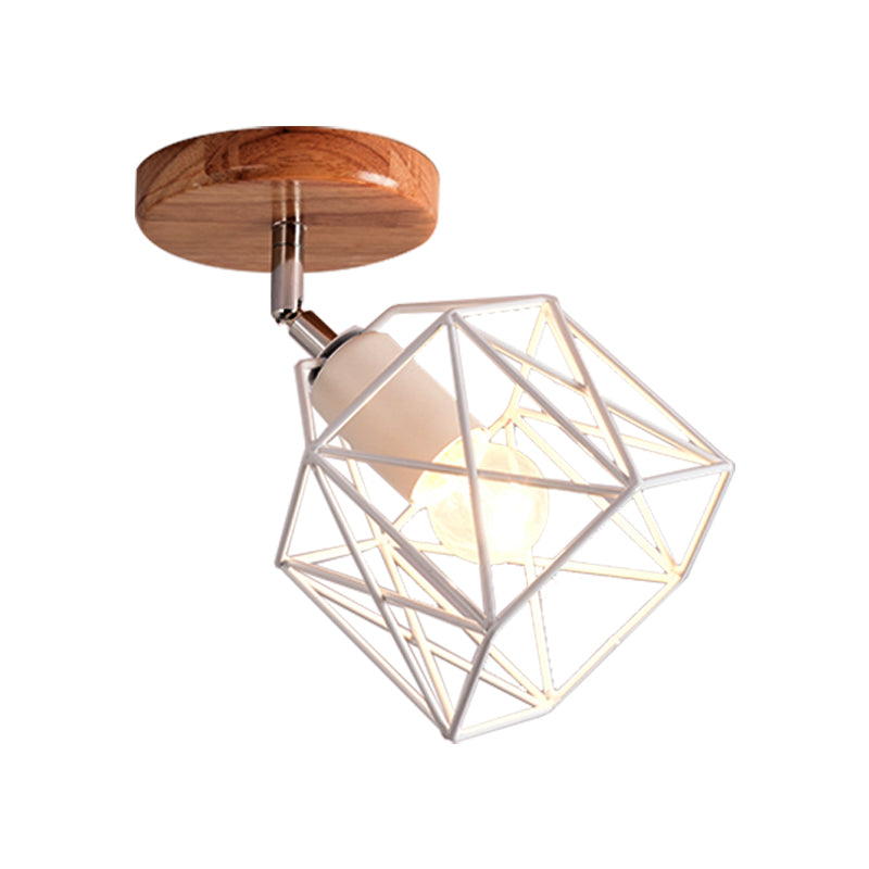 Gray/White/Pink/Yellow/Blue/Green Hexagon Ceiling Light Fixture Metal Modernist 1 Head Semi Flush Mount Ceiling Light for Bedroom Clearhalo 'Ceiling Lights' 'Close To Ceiling Lights' 'Close to ceiling' 'Semi-flushmount' Lighting' 326472