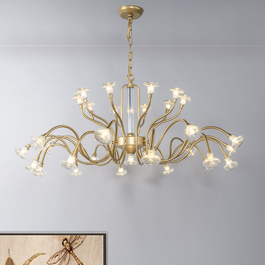 25/31 Lights Crystal Chandelier Light Lodge Gold Sputnik Living Room Hanging Lamp Kit Clearhalo 'Ceiling Lights' 'Chandeliers' Lighting' options 326482