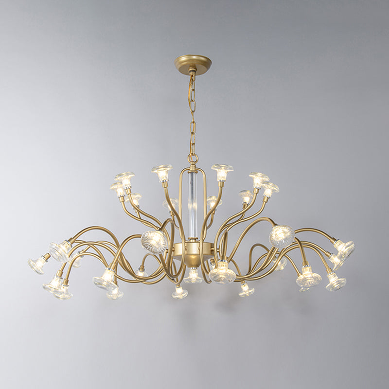 25/31 Lights Crystal Chandelier Light Lodge Gold Sputnik Living Room Hanging Lamp Kit Clearhalo 'Ceiling Lights' 'Chandeliers' Lighting' options 326484