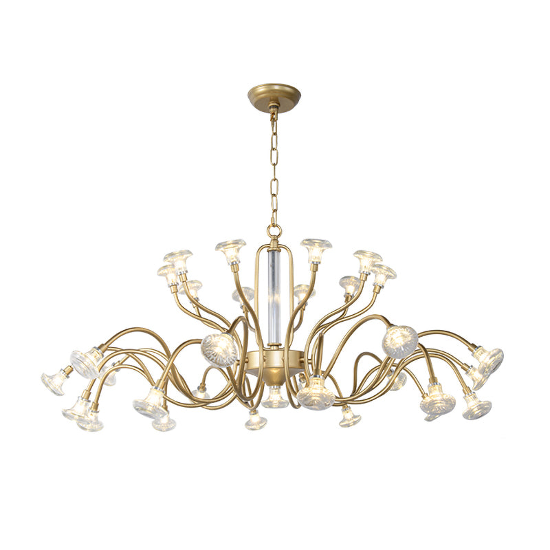 25/31 Lights Crystal Chandelier Light Lodge Gold Sputnik Living Room Hanging Lamp Kit Clearhalo 'Ceiling Lights' 'Chandeliers' Lighting' options 326485