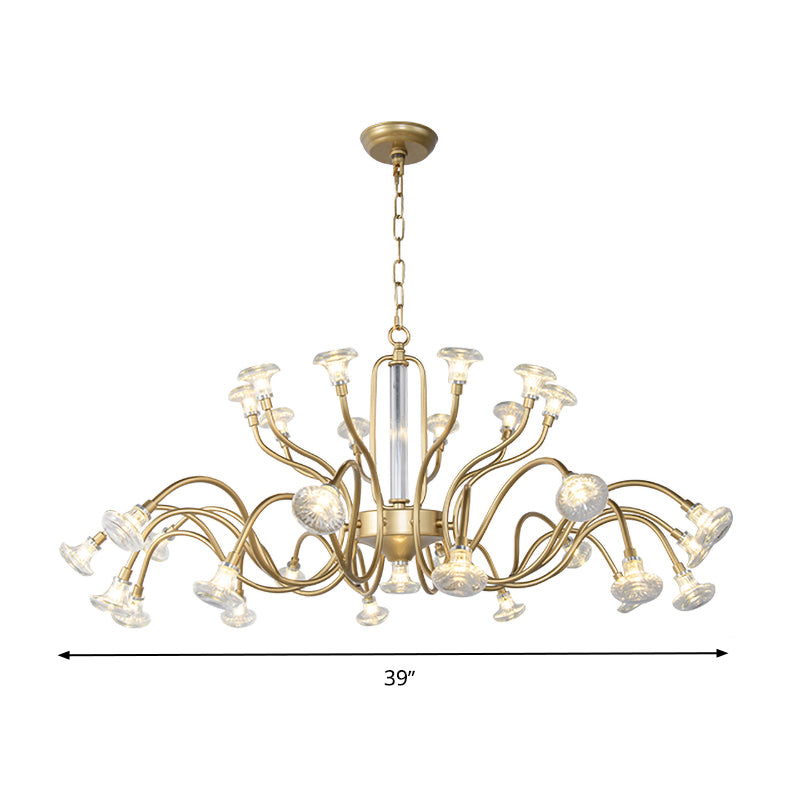 25/31 Lights Crystal Chandelier Light Lodge Gold Sputnik Living Room Hanging Lamp Kit Clearhalo 'Ceiling Lights' 'Chandeliers' Lighting' options 326486