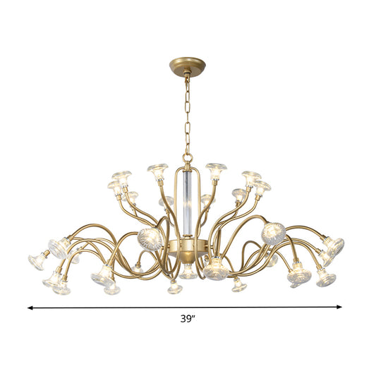 25/31 Lights Crystal Chandelier Light Lodge Gold Sputnik Living Room Hanging Lamp Kit Clearhalo 'Ceiling Lights' 'Chandeliers' Lighting' options 326486