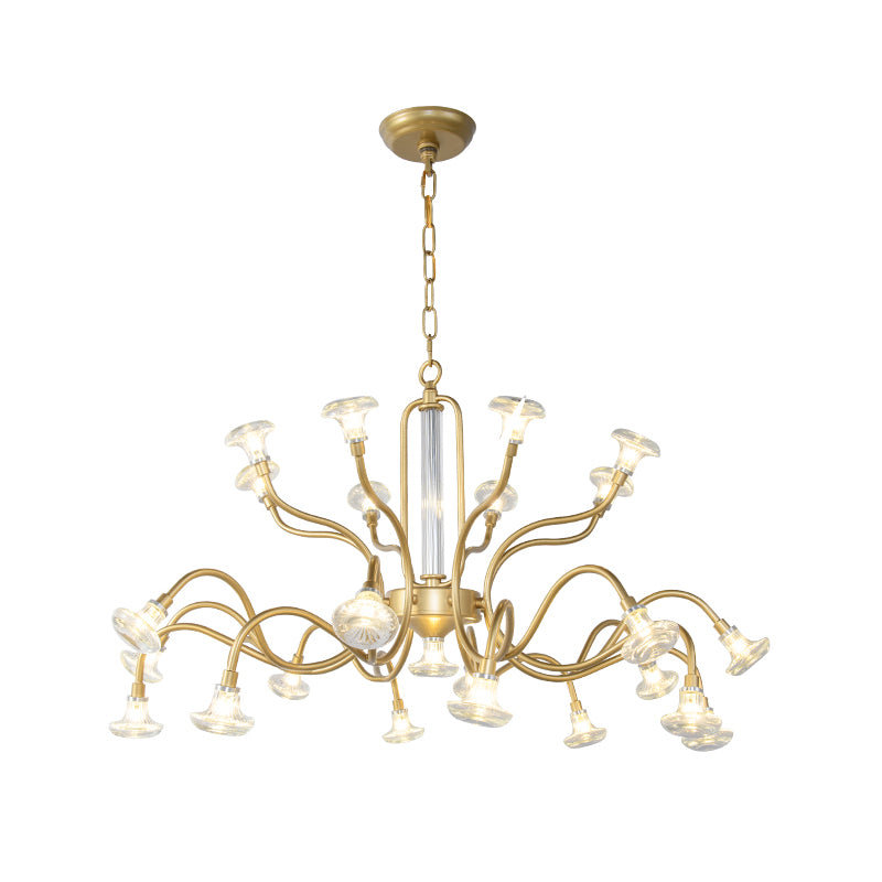 25/31 Lights Crystal Chandelier Light Lodge Gold Sputnik Living Room Hanging Lamp Kit Clearhalo 'Ceiling Lights' 'Chandeliers' Lighting' options 326488