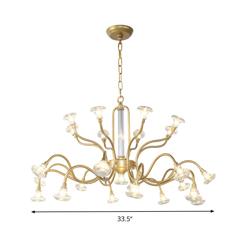 25/31 Lights Crystal Chandelier Light Lodge Gold Sputnik Living Room Hanging Lamp Kit Clearhalo 'Ceiling Lights' 'Chandeliers' Lighting' options 326489