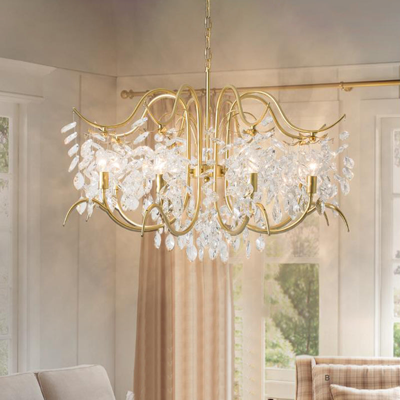 Candle-Style Crystal Chandelier Light Fixture Traditional 3/6/8 Lights Living Room Hanging Lamp Clearhalo 'Ceiling Lights' 'Chandeliers' Lighting' options 326490