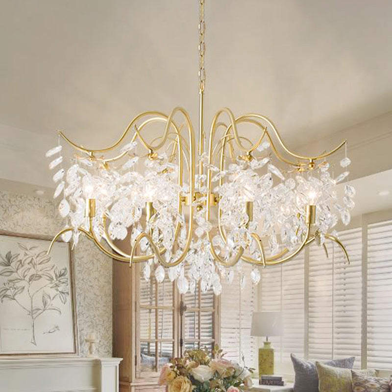 Candle-Style Crystal Chandelier Light Fixture Traditional 3/6/8 Lights Living Room Hanging Lamp Clearhalo 'Ceiling Lights' 'Chandeliers' Lighting' options 326491