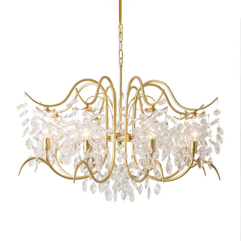 Candle-Style Crystal Chandelier Light Fixture Traditional 3/6/8 Lights Living Room Hanging Lamp Clearhalo 'Ceiling Lights' 'Chandeliers' Lighting' options 326493