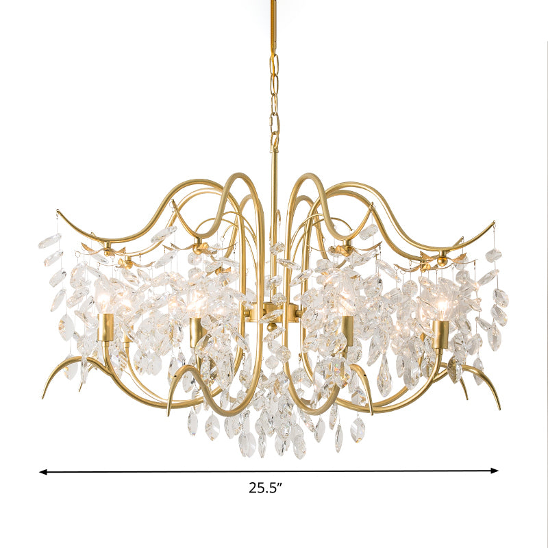 Candle-Style Crystal Chandelier Light Fixture Traditional 3/6/8 Lights Living Room Hanging Lamp Clearhalo 'Ceiling Lights' 'Chandeliers' Lighting' options 326494