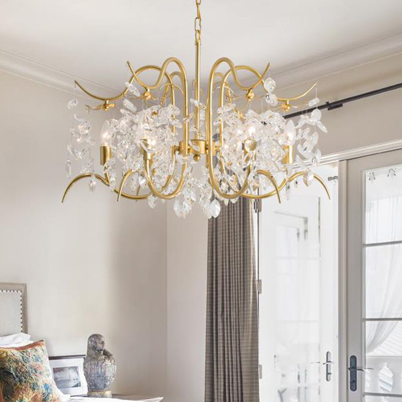 Candle-Style Crystal Chandelier Light Fixture Traditional 3/6/8 Lights Living Room Hanging Lamp Clearhalo 'Ceiling Lights' 'Chandeliers' Lighting' options 326495