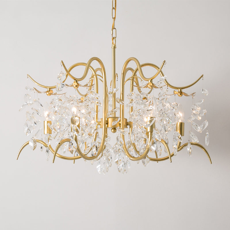 Candle-Style Crystal Chandelier Light Fixture Traditional 3/6/8 Lights Living Room Hanging Lamp Clearhalo 'Ceiling Lights' 'Chandeliers' Lighting' options 326496