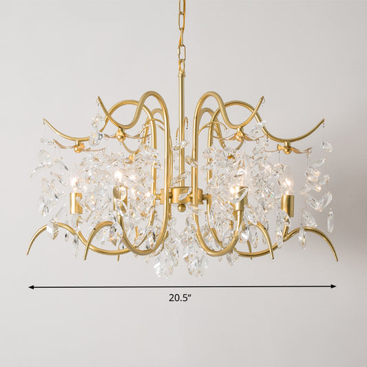 Candle-Style Crystal Chandelier Light Fixture Traditional 3/6/8 Lights Living Room Hanging Lamp Clearhalo 'Ceiling Lights' 'Chandeliers' Lighting' options 326497