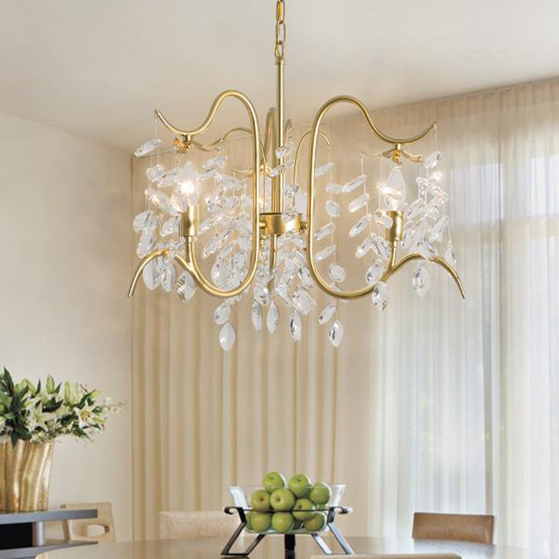 Candle-Style Crystal Chandelier Light Fixture Traditional 3/6/8 Lights Living Room Hanging Lamp Clearhalo 'Ceiling Lights' 'Chandeliers' Lighting' options 326498