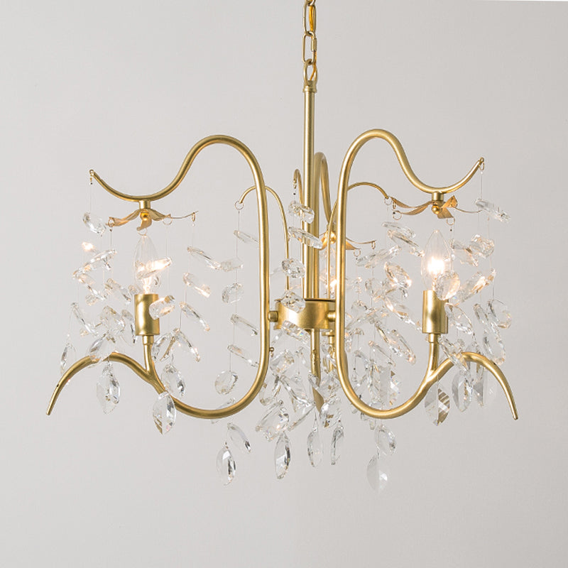 Candle-Style Crystal Chandelier Light Fixture Traditional 3/6/8 Lights Living Room Hanging Lamp Clearhalo 'Ceiling Lights' 'Chandeliers' Lighting' options 326499