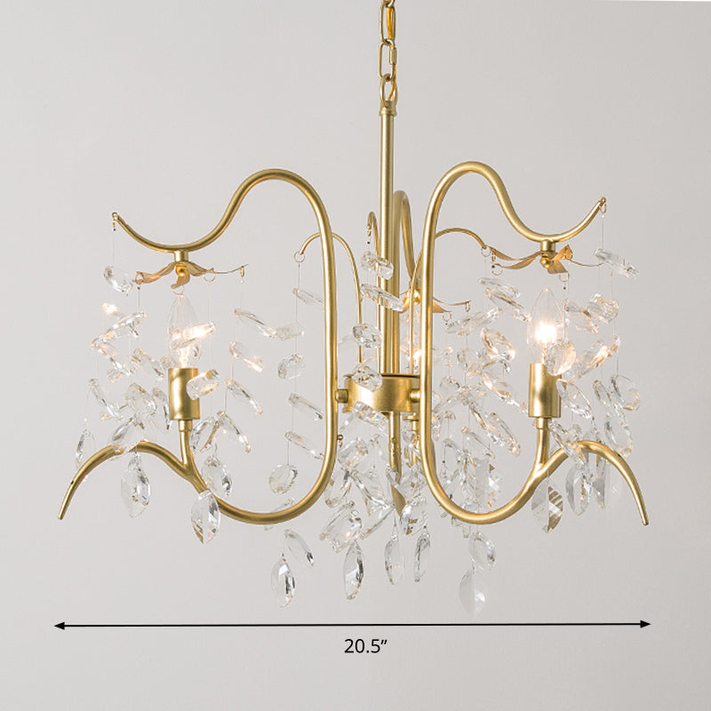 Candle-Style Crystal Chandelier Light Fixture Traditional 3/6/8 Lights Living Room Hanging Lamp Clearhalo 'Ceiling Lights' 'Chandeliers' Lighting' options 326500