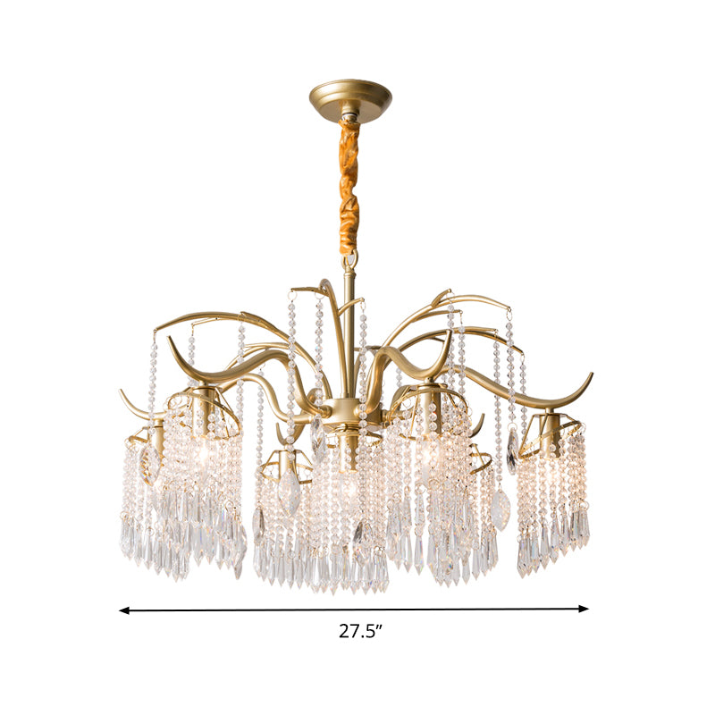 Gold 4/7/9 Lights Chandelier Lighting Fixture Simple Crystal Round Suspension Lamp for Living Room Clearhalo 'Ceiling Lights' 'Chandeliers' Lighting' options 326525