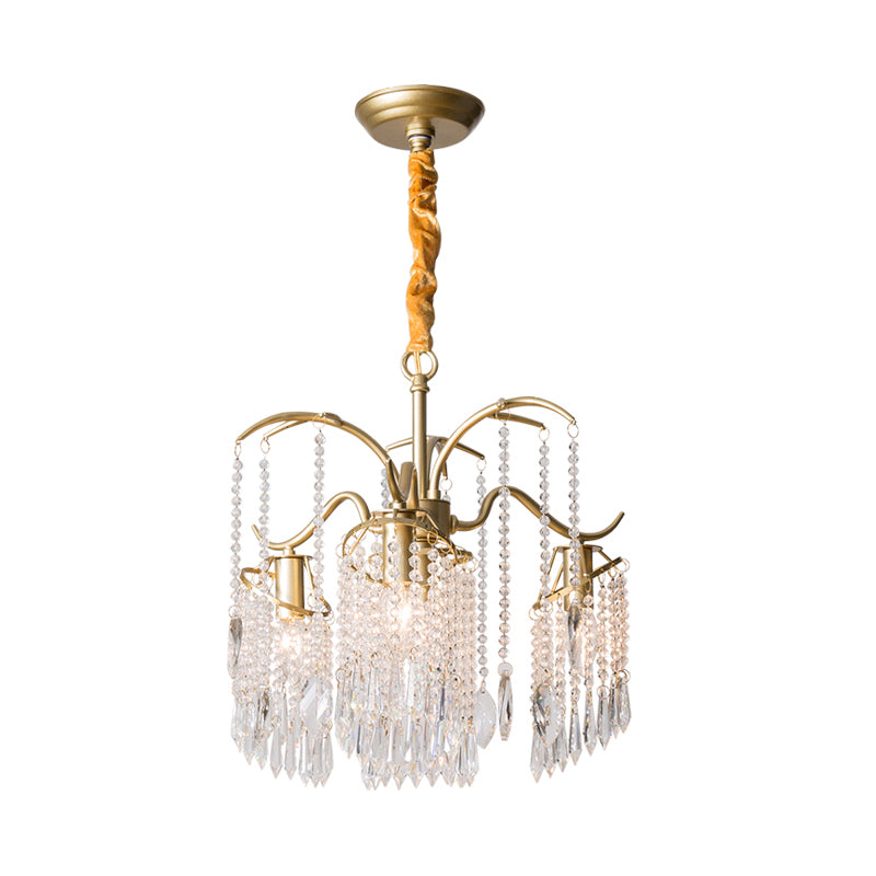 Gold 4/7/9 Lights Chandelier Lighting Fixture Simple Crystal Round Suspension Lamp for Living Room Clearhalo 'Ceiling Lights' 'Chandeliers' Lighting' options 326527