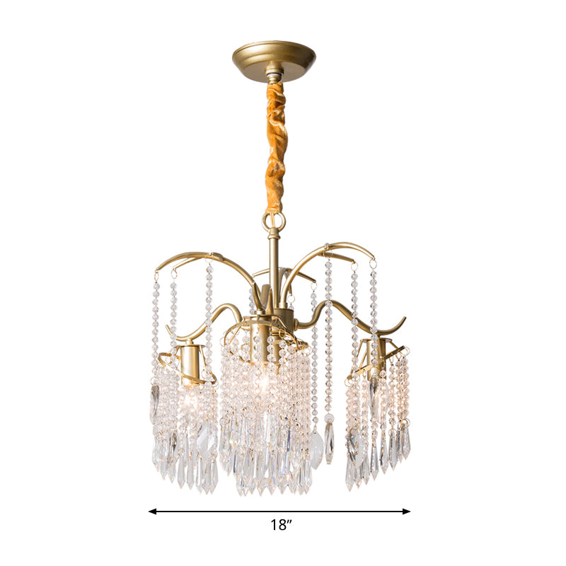 Gold 4/7/9 Lights Chandelier Lighting Fixture Simple Crystal Round Suspension Lamp for Living Room Clearhalo 'Ceiling Lights' 'Chandeliers' Lighting' options 326528