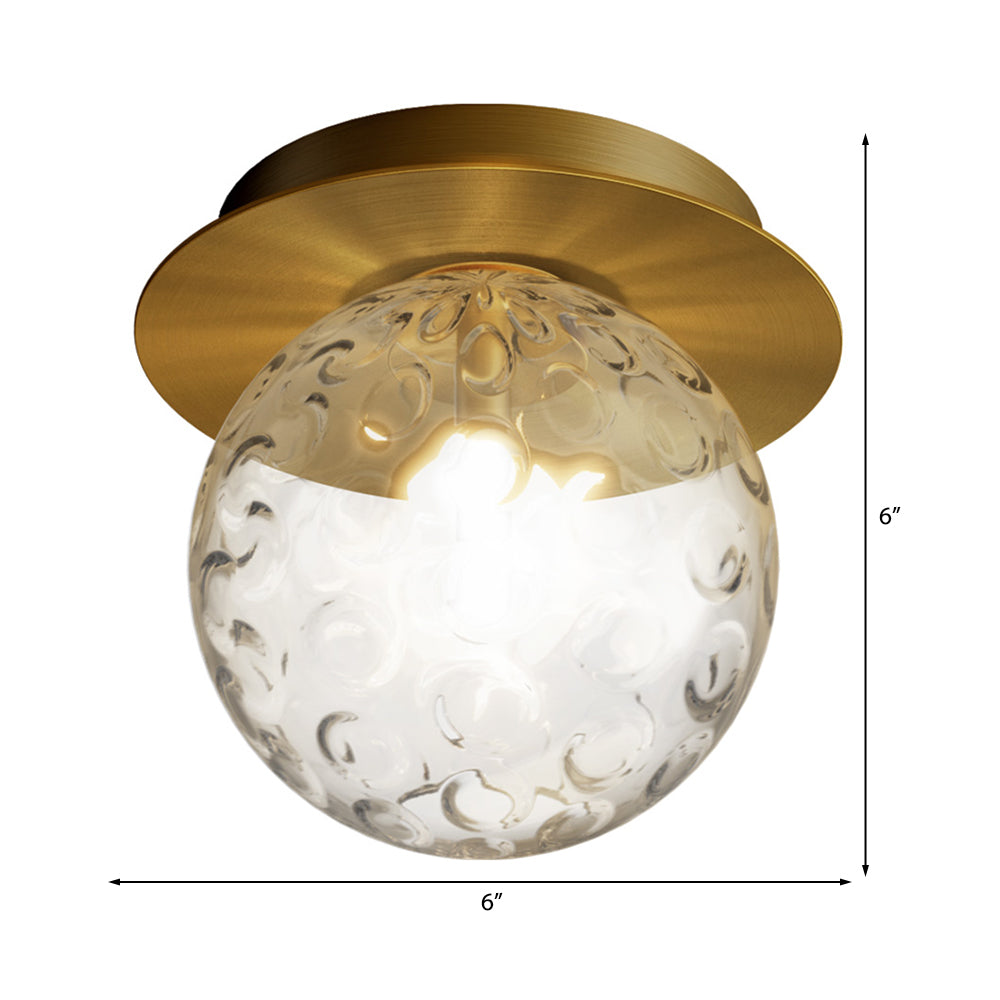 Water Glass Globe Flush Pendant Light Modern 1 Bulb Indoor Ceiling Light Flush Mount in Clear Clearhalo 'Ceiling Lights' 'Close To Ceiling Lights' 'Close to ceiling' 'Flush mount' Lighting' 326565