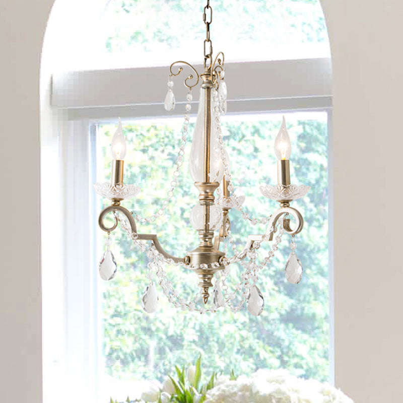 Candle Clear Crystal Chandelier Light Fixture Rustic 3/6/8 Lights Living Room Suspension Lamp in Silver 3 Silver Clearhalo 'Ceiling Lights' 'Chandeliers' Lighting' options 326605_8248aa42-afa8-4c2c-a042-07a700eb08a5