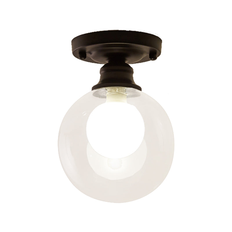 Orb Glass Flush Fixture Contemporary 1 Head Flush Mount Ceiling Light Fixture in Clear for Bedroom Clearhalo 'Ceiling Lights' 'Close To Ceiling Lights' 'Close to ceiling' 'Flush mount' Lighting' 326624