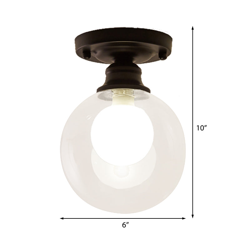 Orb Glass Flush Fixture Contemporary 1 Head Flush Mount Ceiling Light Fixture in Clear for Bedroom Clearhalo 'Ceiling Lights' 'Close To Ceiling Lights' 'Close to ceiling' 'Flush mount' Lighting' 326625