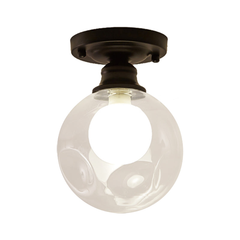 Orb Glass Flush Fixture Contemporary 1 Head Flush Mount Ceiling Light Fixture in Clear for Bedroom Clearhalo 'Ceiling Lights' 'Close To Ceiling Lights' 'Close to ceiling' 'Flush mount' Lighting' 326633