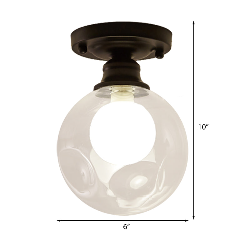 Orb Glass Flush Fixture Contemporary 1 Head Flush Mount Ceiling Light Fixture in Clear for Bedroom Clearhalo 'Ceiling Lights' 'Close To Ceiling Lights' 'Close to ceiling' 'Flush mount' Lighting' 326634