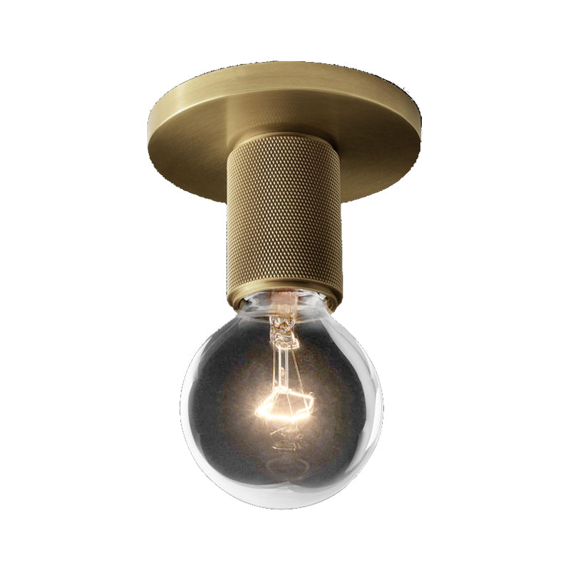 Globe/Cone/Cylinder/Trumpet Glass Flush Pendant Ceiling Light Modern 1 Light Flushmount Lighting in Brass for Balcony Clearhalo 'Ceiling Lights' 'Close To Ceiling Lights' 'Close to ceiling' 'Flush mount' Lighting' 326705