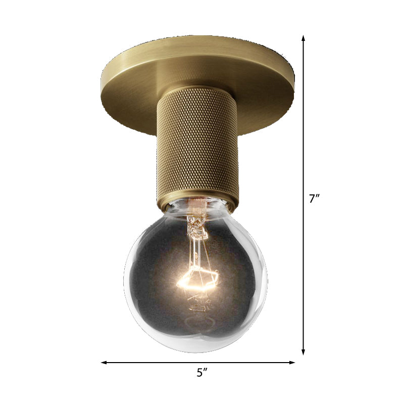 Globe/Cone/Cylinder/Trumpet Glass Flush Pendant Ceiling Light Modern 1 Light Flushmount Lighting in Brass for Balcony Clearhalo 'Ceiling Lights' 'Close To Ceiling Lights' 'Close to ceiling' 'Flush mount' Lighting' 326706