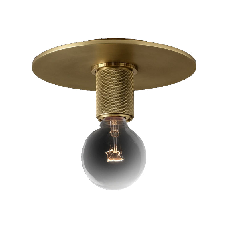 Globe/Cone/Cylinder/Trumpet Glass Flush Pendant Ceiling Light Modern 1 Light Flushmount Lighting in Brass for Balcony Clearhalo 'Ceiling Lights' 'Close To Ceiling Lights' 'Close to ceiling' 'Flush mount' Lighting' 326709
