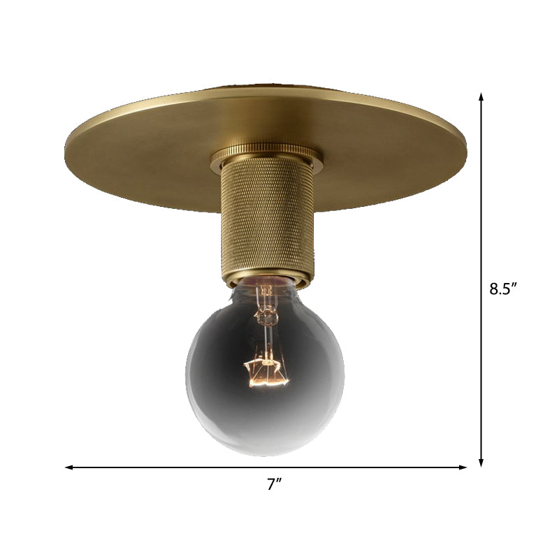 Globe/Cone/Cylinder/Trumpet Glass Flush Pendant Ceiling Light Modern 1 Light Flushmount Lighting in Brass for Balcony Clearhalo 'Ceiling Lights' 'Close To Ceiling Lights' 'Close to ceiling' 'Flush mount' Lighting' 326710