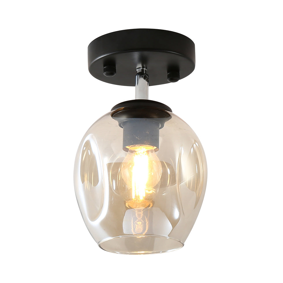 Black/Gold Finish Carafe Semi Flush Lighting Modern 1 Light Semi-Flush with Irregular Clear/Amber/Smoke Gray Glass Shade Clearhalo 'Ceiling Lights' 'Close To Ceiling Lights' 'Close to ceiling' 'Flush mount' Lighting' 326751