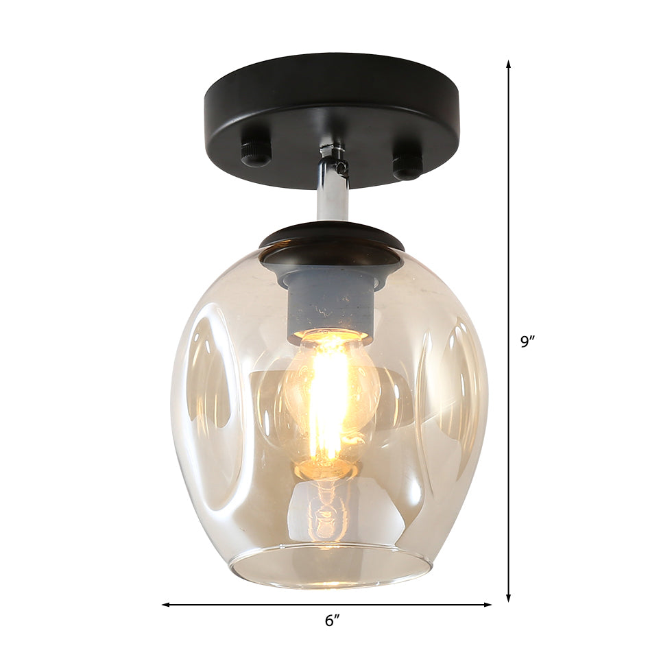 Black/Gold Finish Carafe Semi Flush Lighting Modern 1 Light Semi-Flush with Irregular Clear/Amber/Smoke Gray Glass Shade Clearhalo 'Ceiling Lights' 'Close To Ceiling Lights' 'Close to ceiling' 'Flush mount' Lighting' 326752