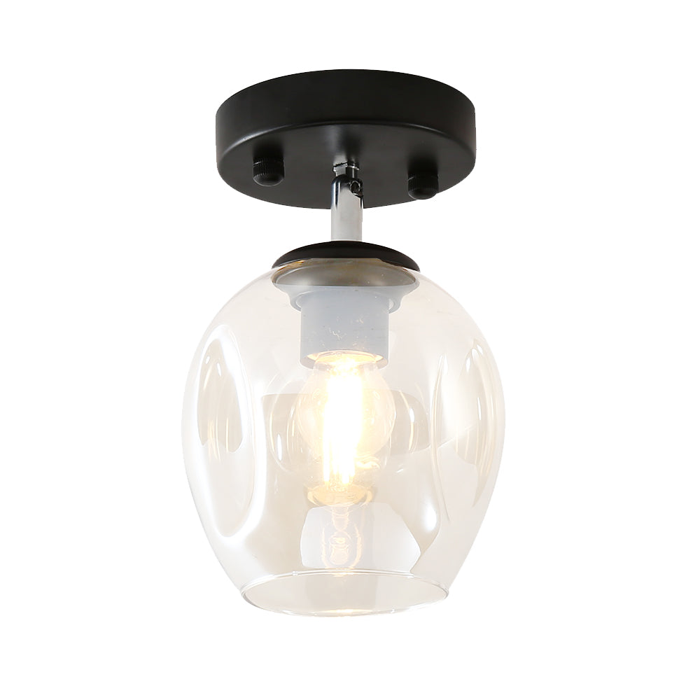 Black/Gold Finish Carafe Semi Flush Lighting Modern 1 Light Semi-Flush with Irregular Clear/Amber/Smoke Gray Glass Shade Clearhalo 'Ceiling Lights' 'Close To Ceiling Lights' 'Close to ceiling' 'Flush mount' Lighting' 326755