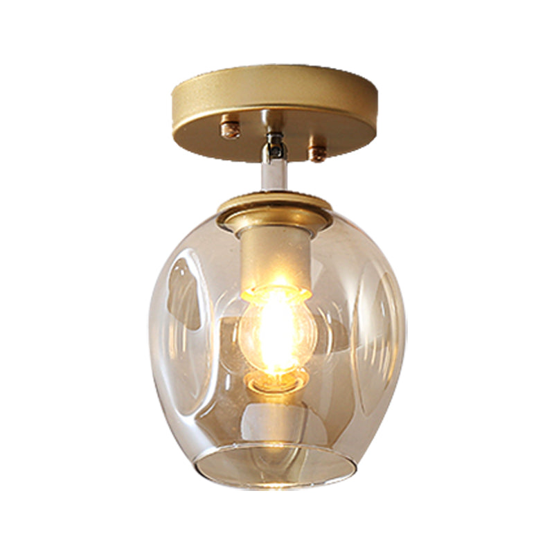 Black/Gold Finish Carafe Semi Flush Lighting Modern 1 Light Semi-Flush with Irregular Clear/Amber/Smoke Gray Glass Shade Clearhalo 'Ceiling Lights' 'Close To Ceiling Lights' 'Close to ceiling' 'Flush mount' Lighting' 326761