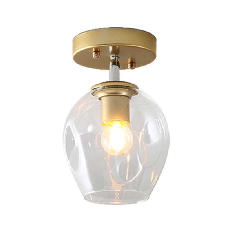 Black/Gold Finish Carafe Semi Flush Lighting Modern 1 Light Semi-Flush with Irregular Clear/Amber/Smoke Gray Glass Shade Clearhalo 'Ceiling Lights' 'Close To Ceiling Lights' 'Close to ceiling' 'Flush mount' Lighting' 326764