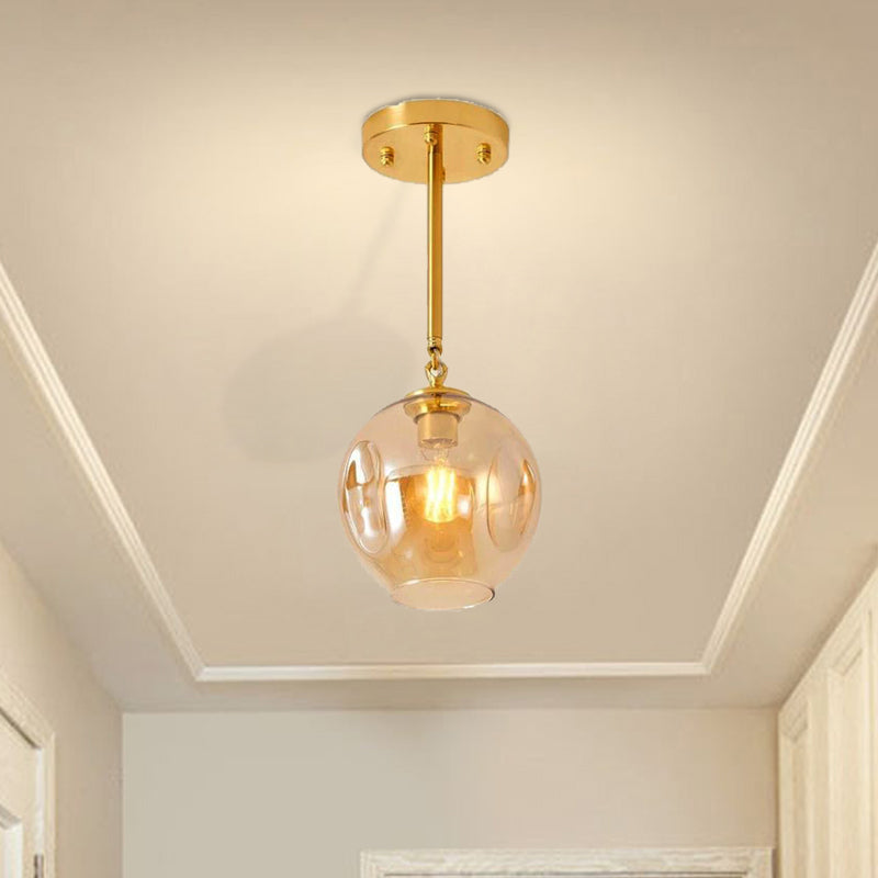 Concave Amber/Smoke Gray Glass Semi Flush Light Fixture Nordic 1 Light Ceiling Flush Mount for Hallway Amber Clearhalo 'Ceiling Lights' 'Close To Ceiling Lights' 'Close to ceiling' 'Glass shade' 'Glass' 'Semi-flushmount' Lighting' 326772