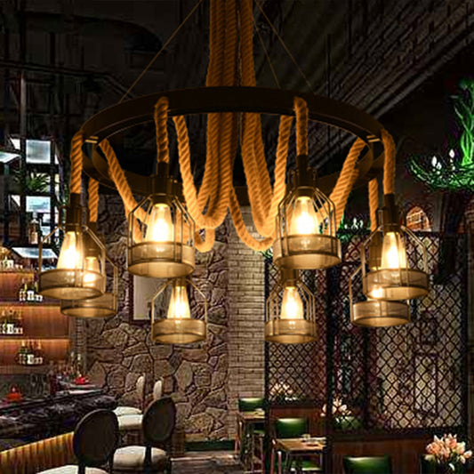 Circular Metallic Chandelier Factory 4/6/14 Lights Restaurant Ceiling Light Fixture in Black Clearhalo 'Cast Iron' 'Ceiling Lights' 'Chandeliers' 'Industrial Chandeliers' 'Industrial' 'Metal' 'Middle Century Chandeliers' 'Rustic Chandeliers' 'Tiffany' Lighting' 326777